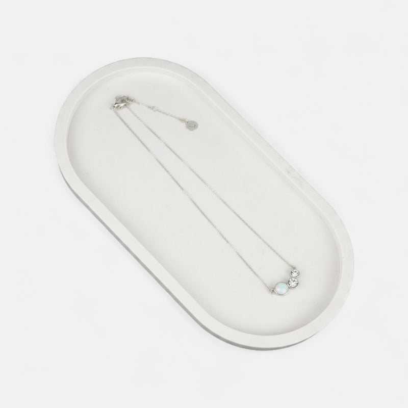 Fine | Short Silver Pink & Clear CZ Necklace