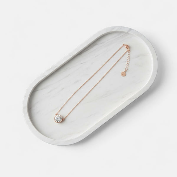 Fine | Short Rose Gold Round Crystal Necklace