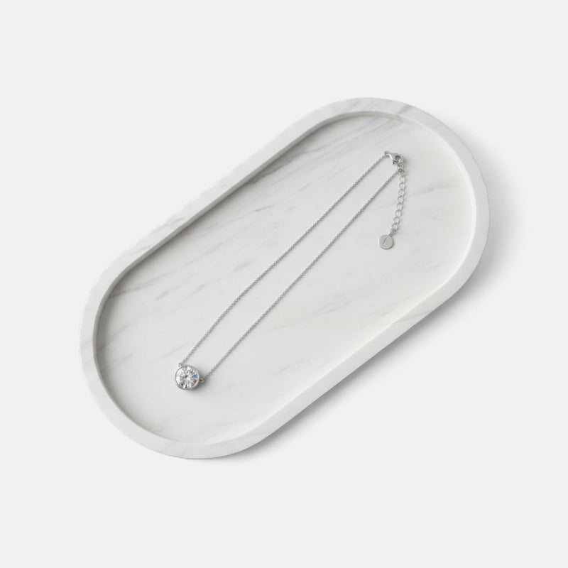 Fine | Short Silver Round Crystal Necklace