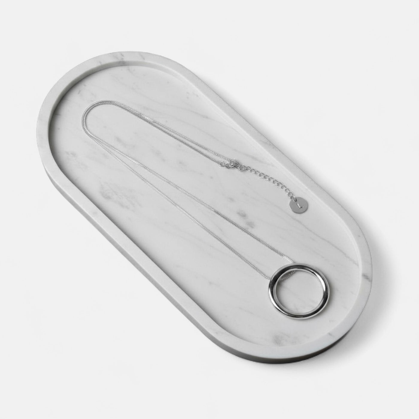 Fine | Long Silver Ring Necklace