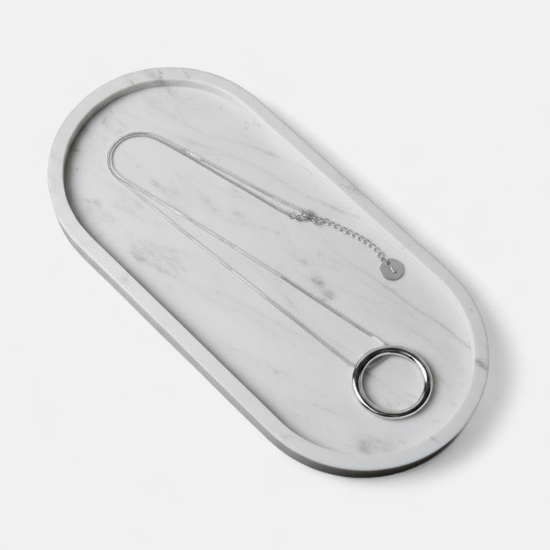 Fine | Long Silver Ring Necklace