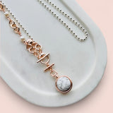 Mixed T/Bar White Howlite Bead Necklace