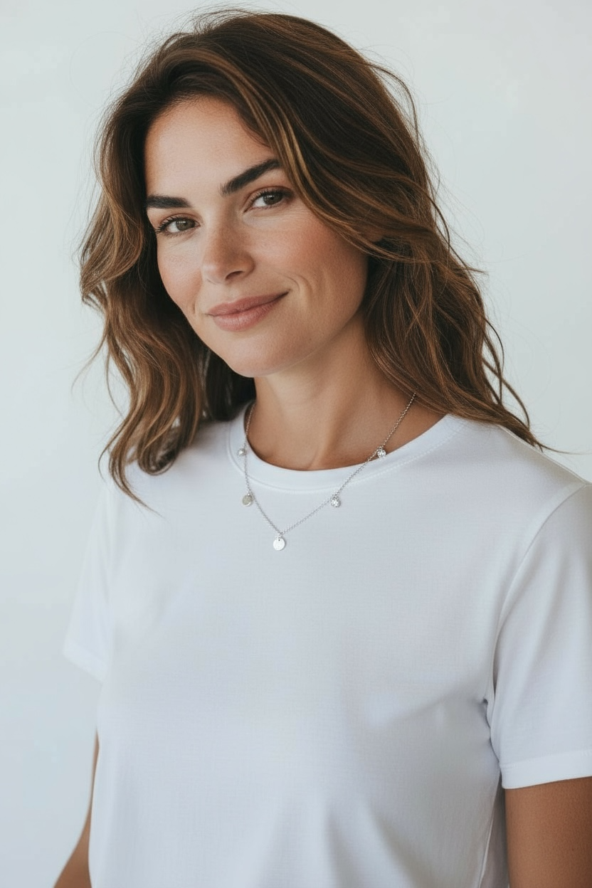 Silver Disc & Crystal Short Necklace | 18K Plated | Lillyco