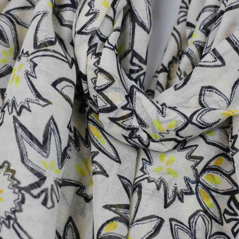 Ladies | Black & White Abstract Print Scarf