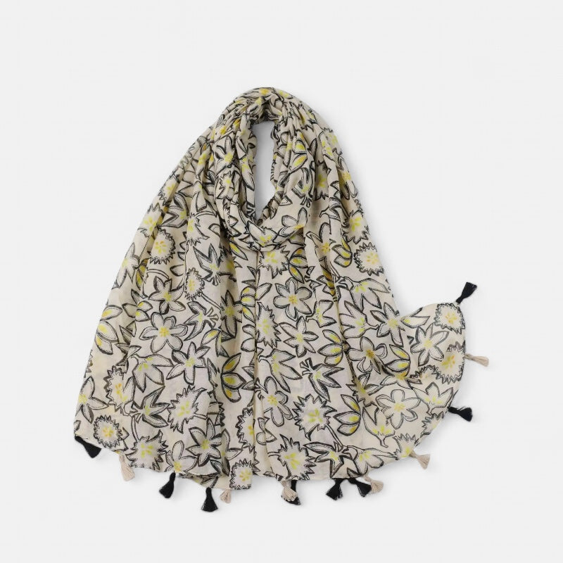 Ladies | Black & White Abstract Print Scarf