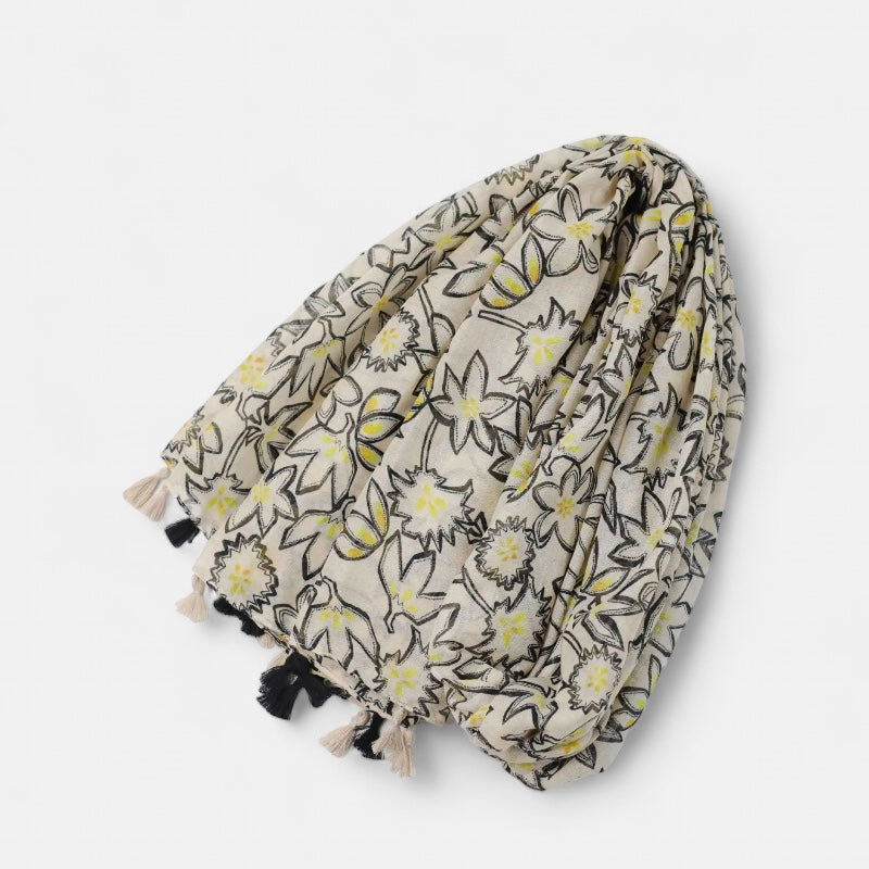 Ladies | Black & White Abstract Print Scarf
