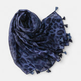 Navy & Black Lepard Print Scarf