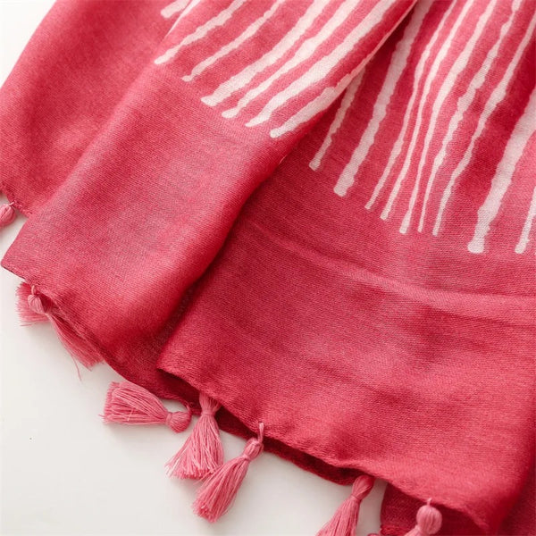 Bright Pink & White Stripe Scarf