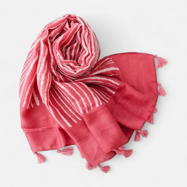 Bright Pink & White Stripe Scarf