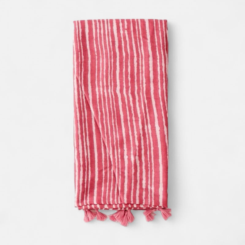 Bright Pink & White Stripe Scarf