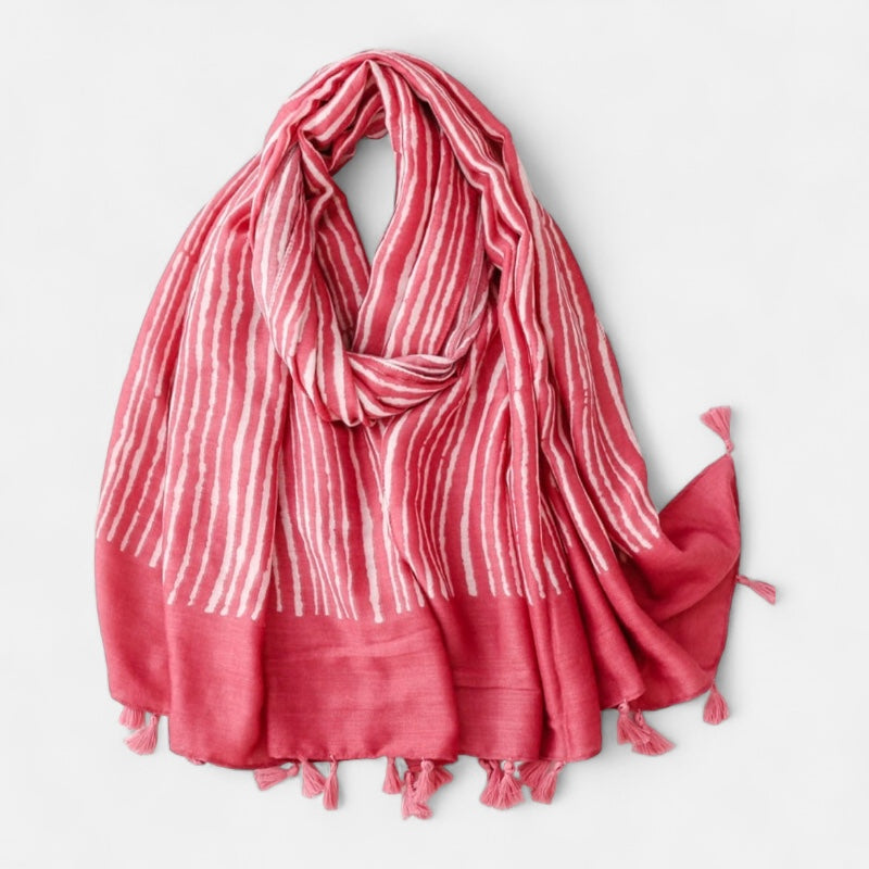 Bright Pink & White Stripe Scarf