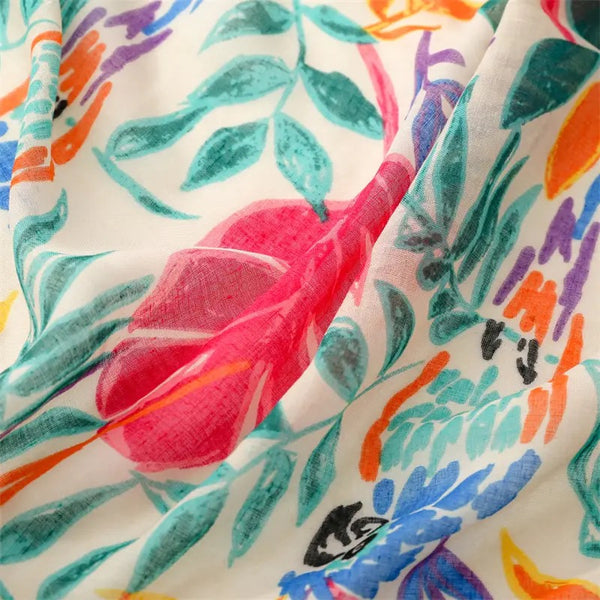 Bright Print Parrot Scarf