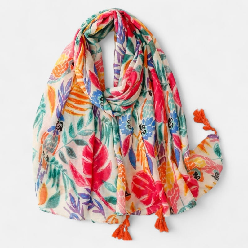 Bright Print Parrot Scarf