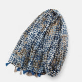 Blue & Brown Mottled Printed Scarf