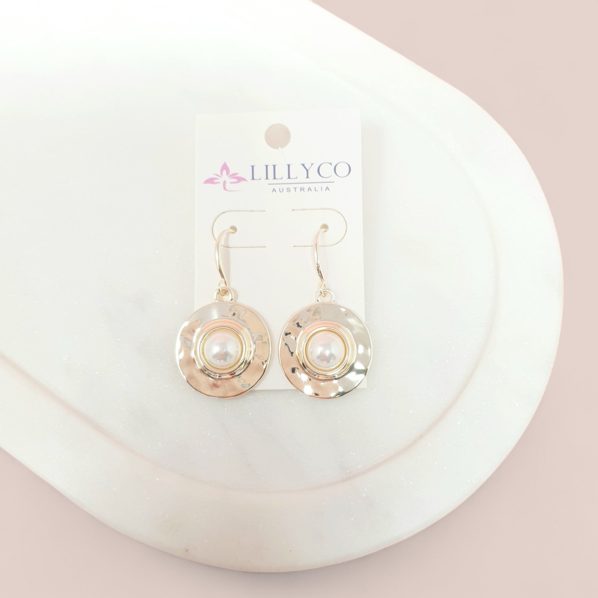 Elegance Rose Gold Pendant with Pearl Earring