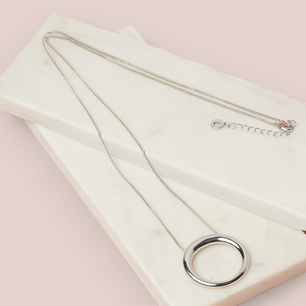 Fine | Long Silver Ring Necklace