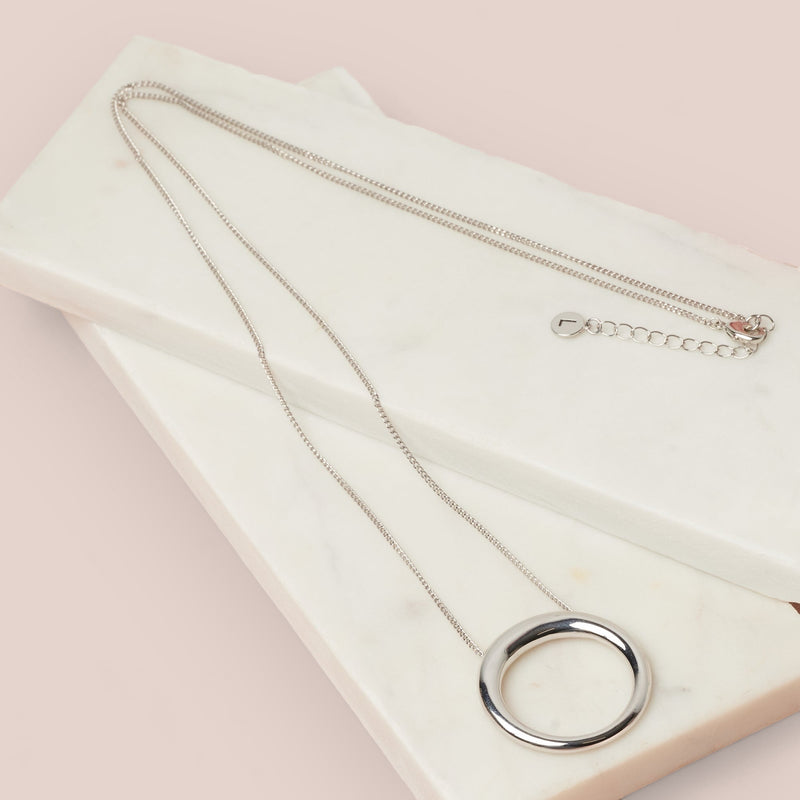 Fine | Long Silver Ring Necklace