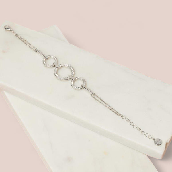 Fine | Silver 3 Ring Crystal Bracelet
