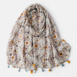 Ladies | Yellow & Brown Floral Printed Scarf