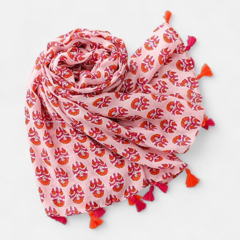 Ladies Pink & Orange Modern Printed Scarf