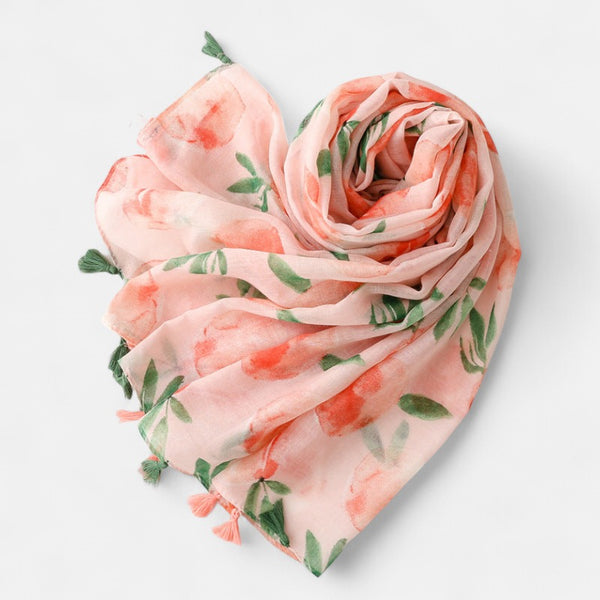 Ladies | Stunning Peach Floral Printed Scarf