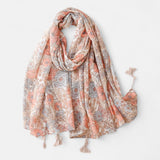 Ladies | Blue & Peach Floral Printed Scarf