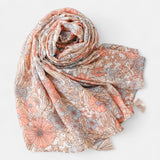 Ladies | Blue & Peach Floral Printed Scarf