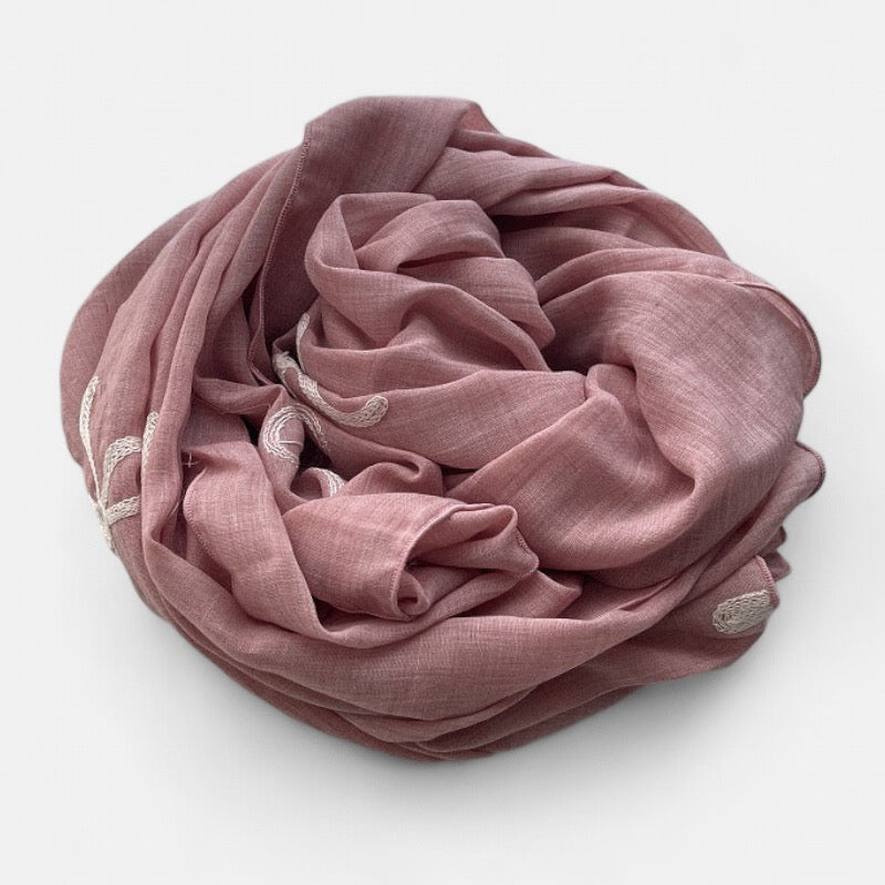 Ladies Pink with White Bow Scarf