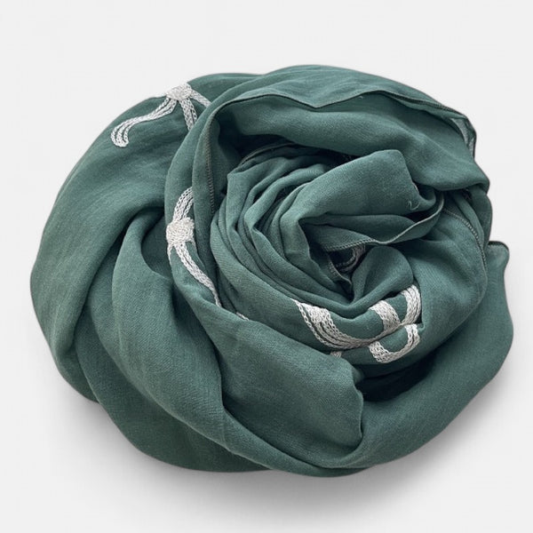 Ladies | Green with White Bow Scarf