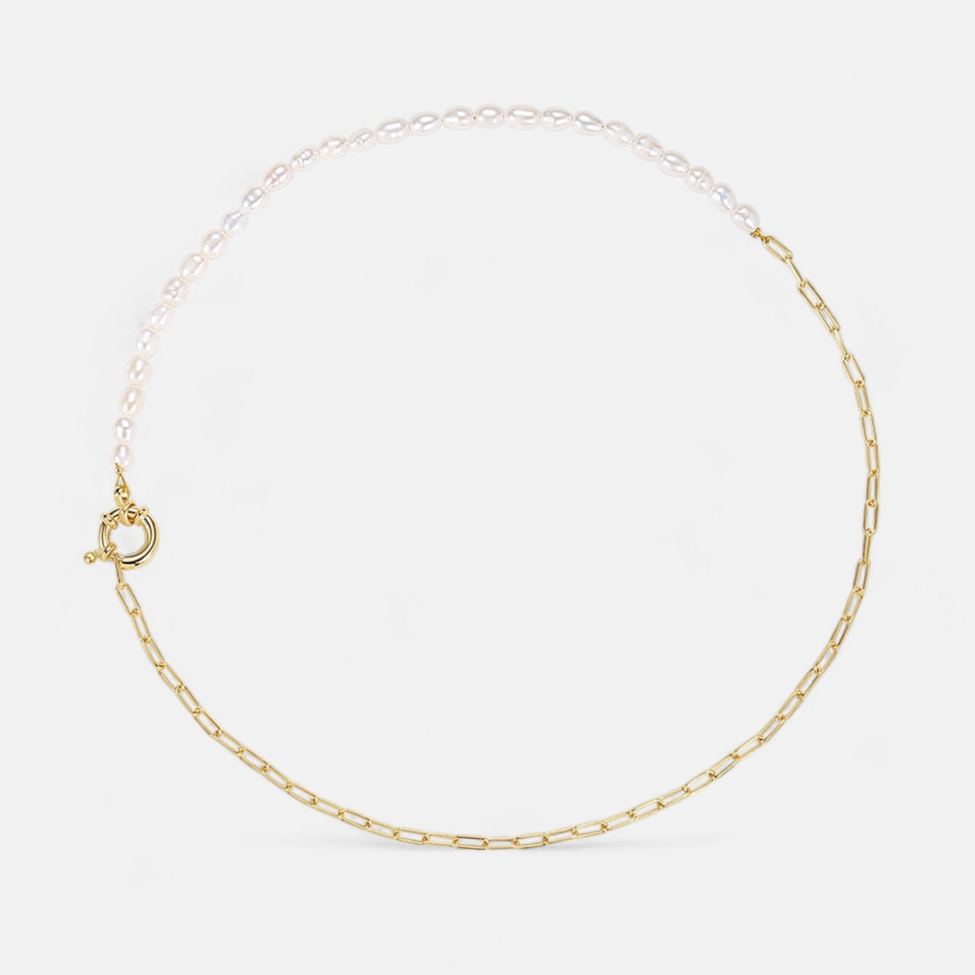 18K Plated | Short Freshwater Pearl Chain Necklace