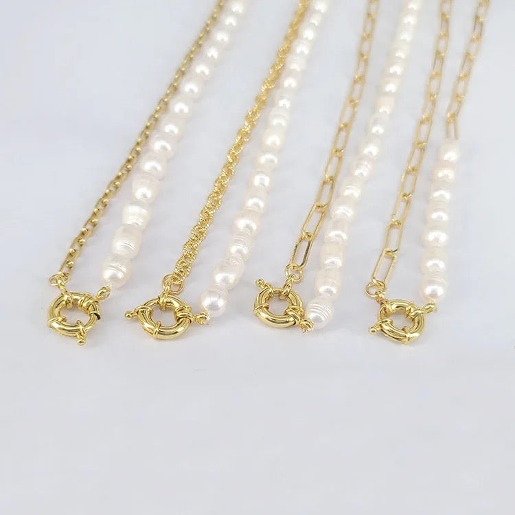 18K Plated | Freshwater Pearl Chain Necklace