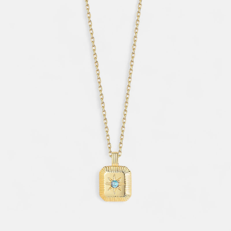 Birthstone March Necklace - 18k for Ladies