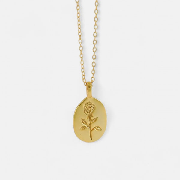 18K Plated | Rose Geometric Round Tag Women's Necklace
