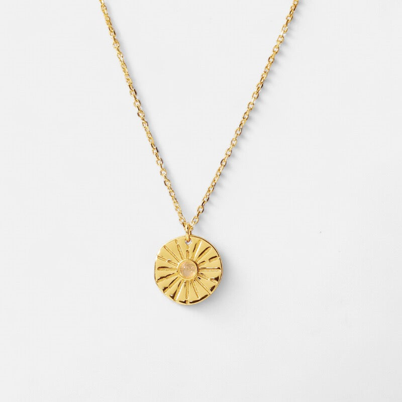 18K Plated | Coin Disc Moonstone Necklace