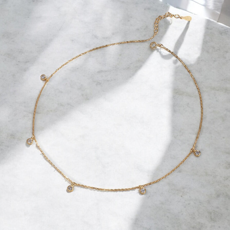 Diamonds Beaded Necklace | 18K Plated | Lillyco