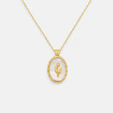 Oval Tulip Mother Of Pearl Pendant Necklace | 18K Plated | Lillyco