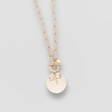Matt Plated Rose Gold Disc & Dragonfly Necklace
