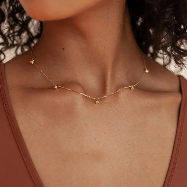 Diamonds Beaded Necklace | 18K Plated | Lillyco