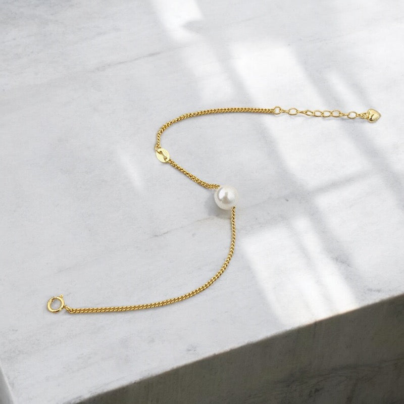 18K Plated | Single Pearl Bracelet