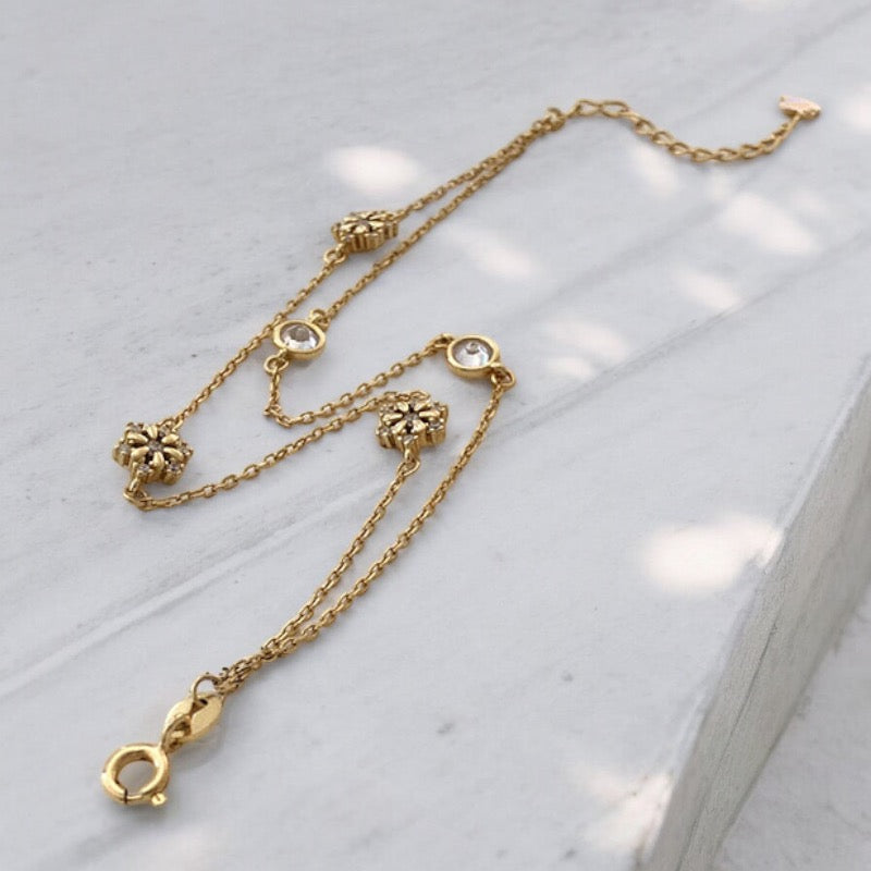 18K Plated | Zircon Snowflake Double Layer Bracelet