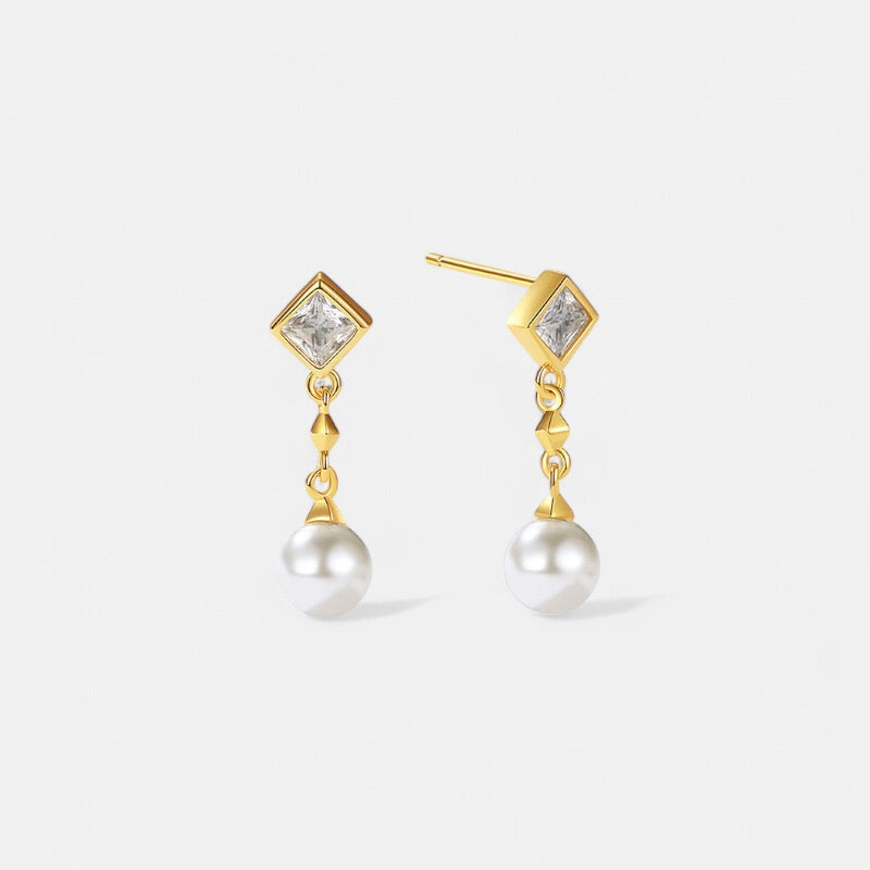 18K Plated | Crystal Pearl Drop Stud Earrings
