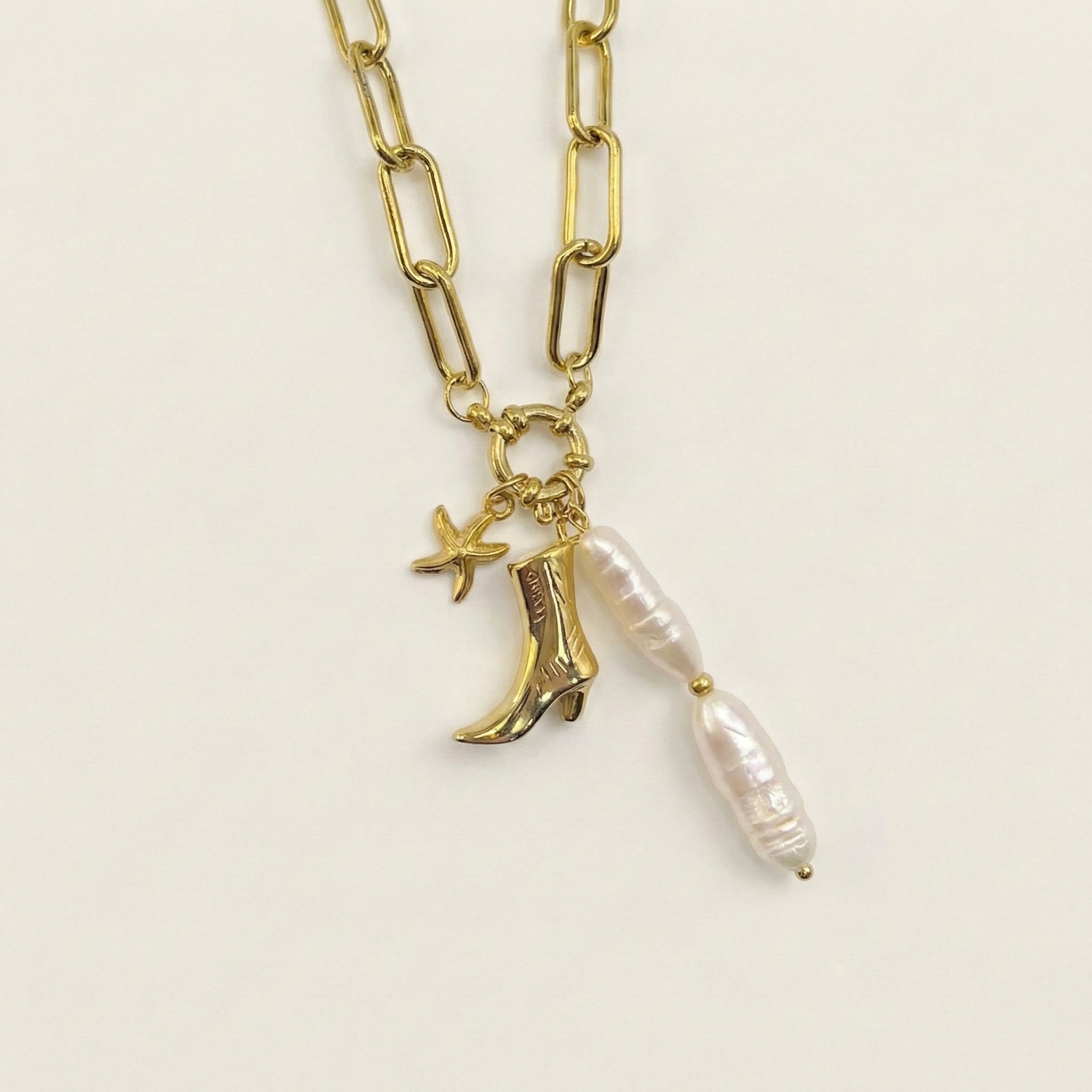 Cowgirl Boot Gold Charm Necklace