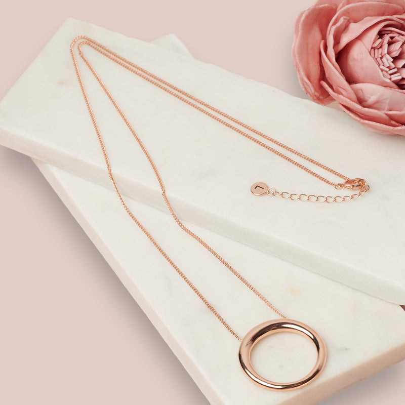 Fine | Long Rose Gold Ring Necklace