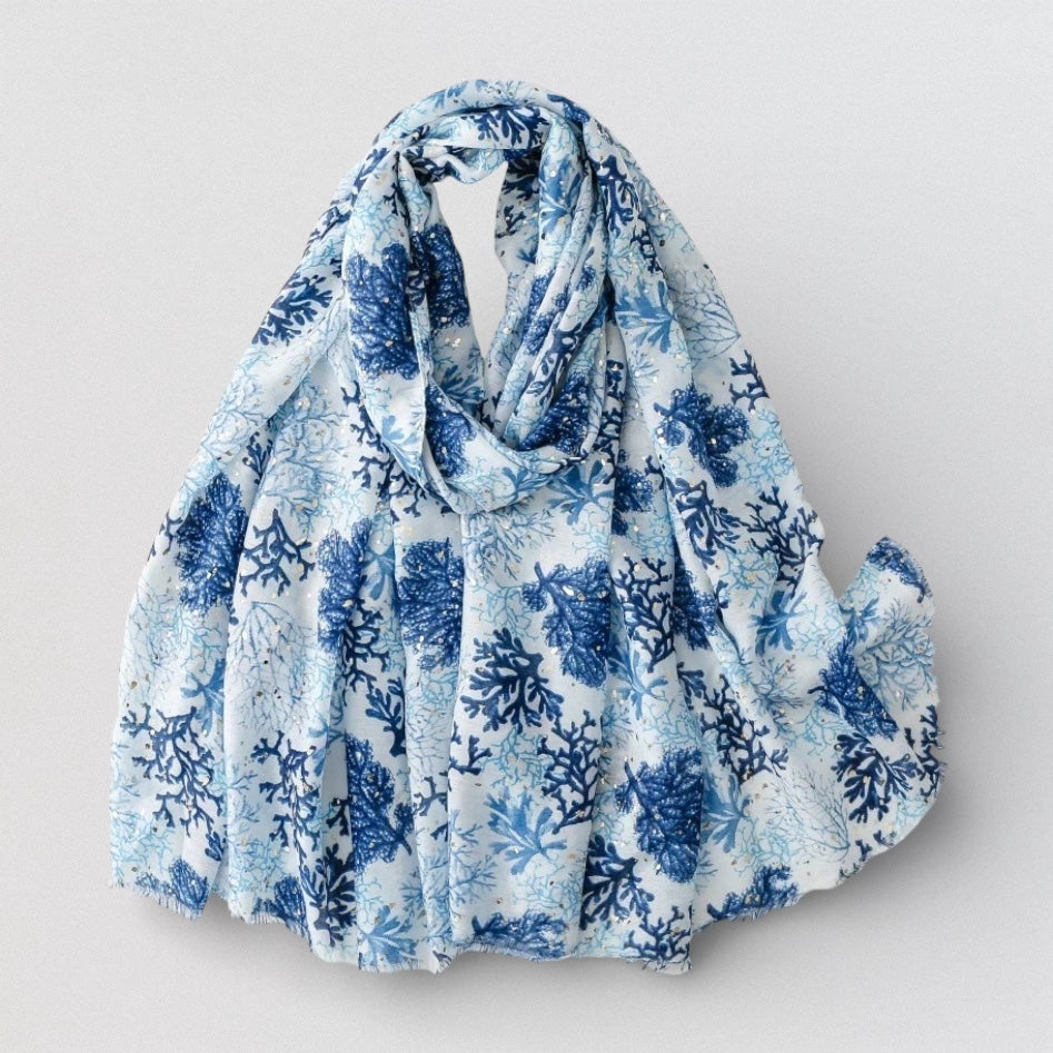 Ladies | Blue Tones Coral Scarf