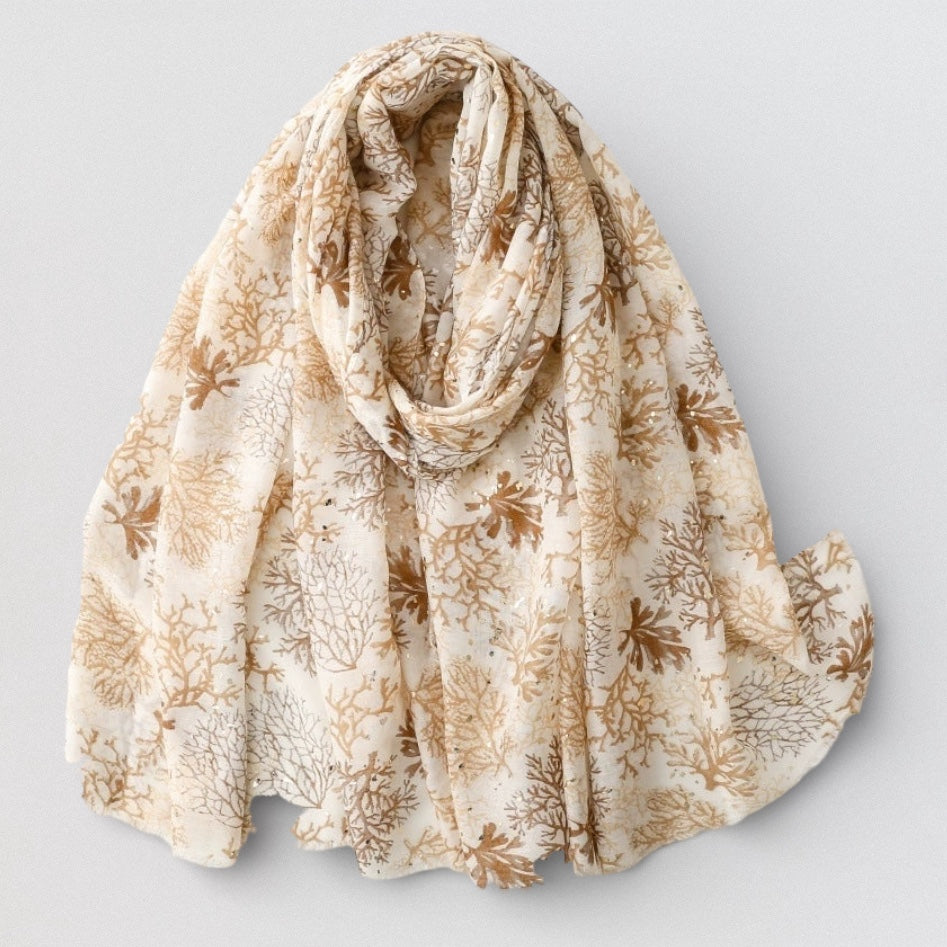 Ladies | Beige Tones Coral Scarf