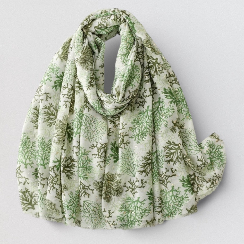 Ladies | 2 Tone Green Coral Scarf