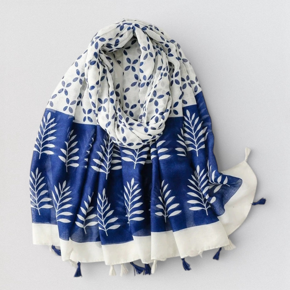 Ladies | Blue & White Tree Scarf
