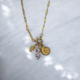 Blue Ocean Gold Charm Necklace