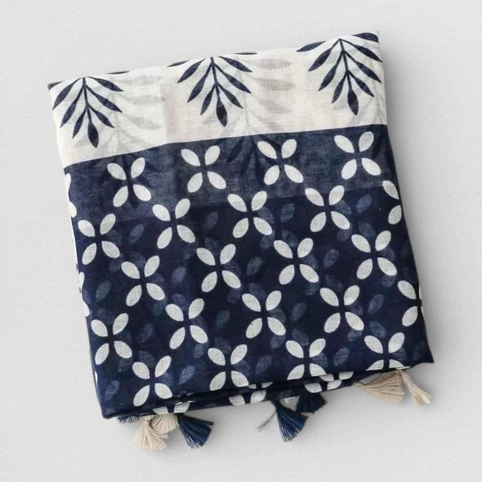 Ladies | Navy & White Tree Scarf