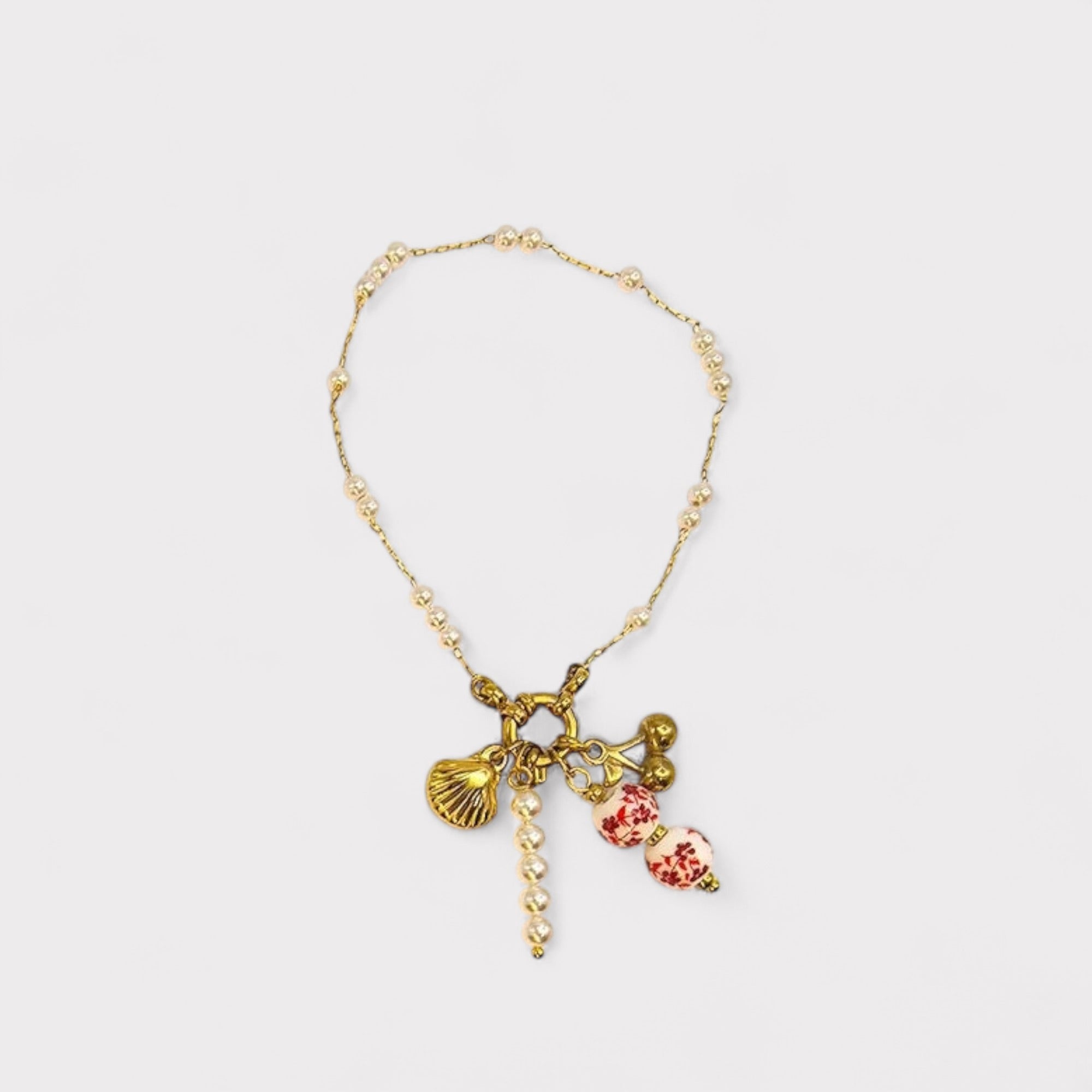 Red Cherry Gold Charm Bracelet